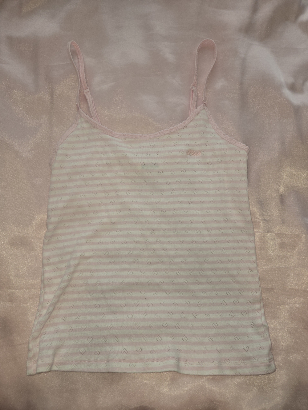 VS PINK POINTELLE HEART PRINT CAMI TANK